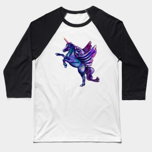 Unicorn  light background - sparkly, glittery, magical, winged unicorn Baseball T-Shirt